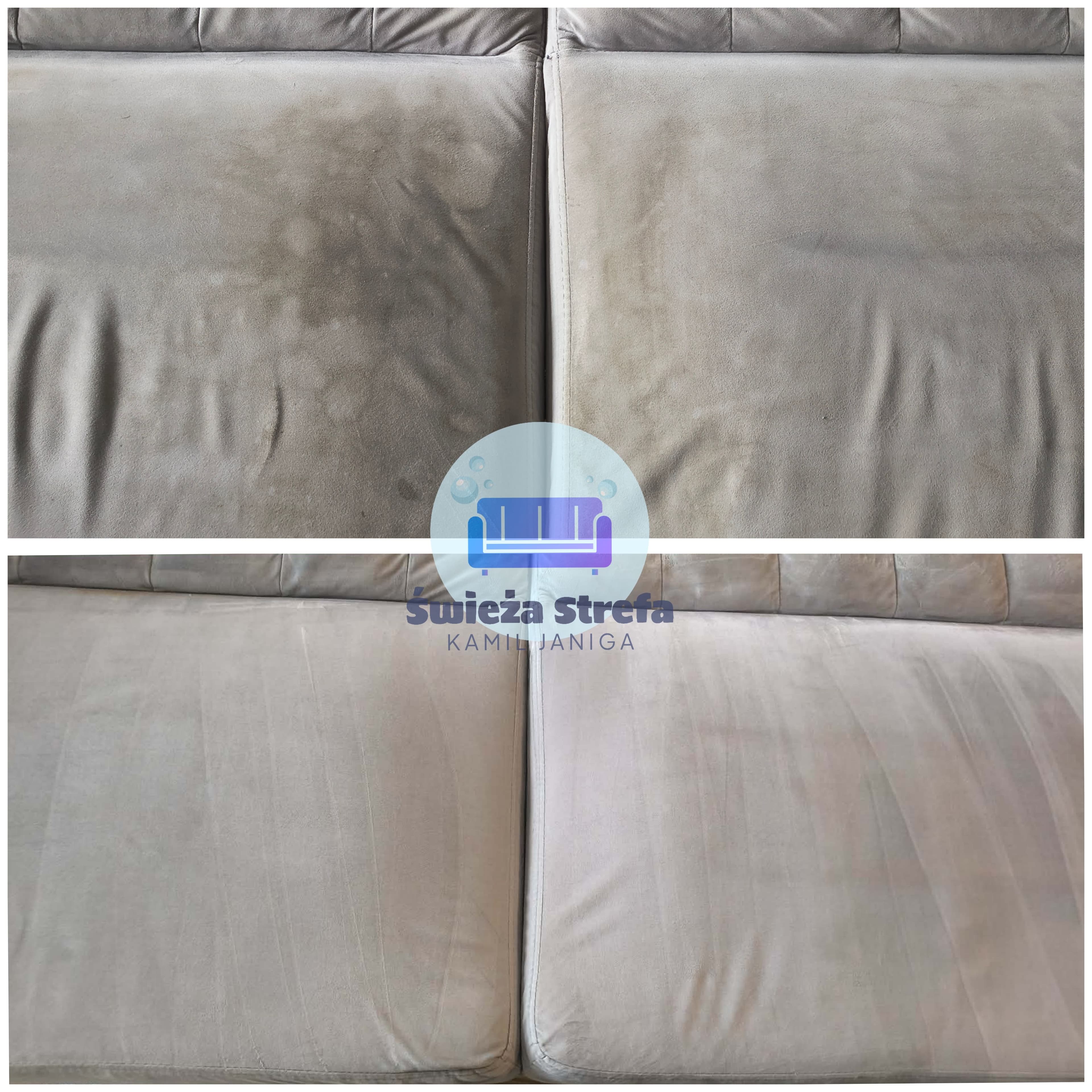 Pranie mebli przed i po